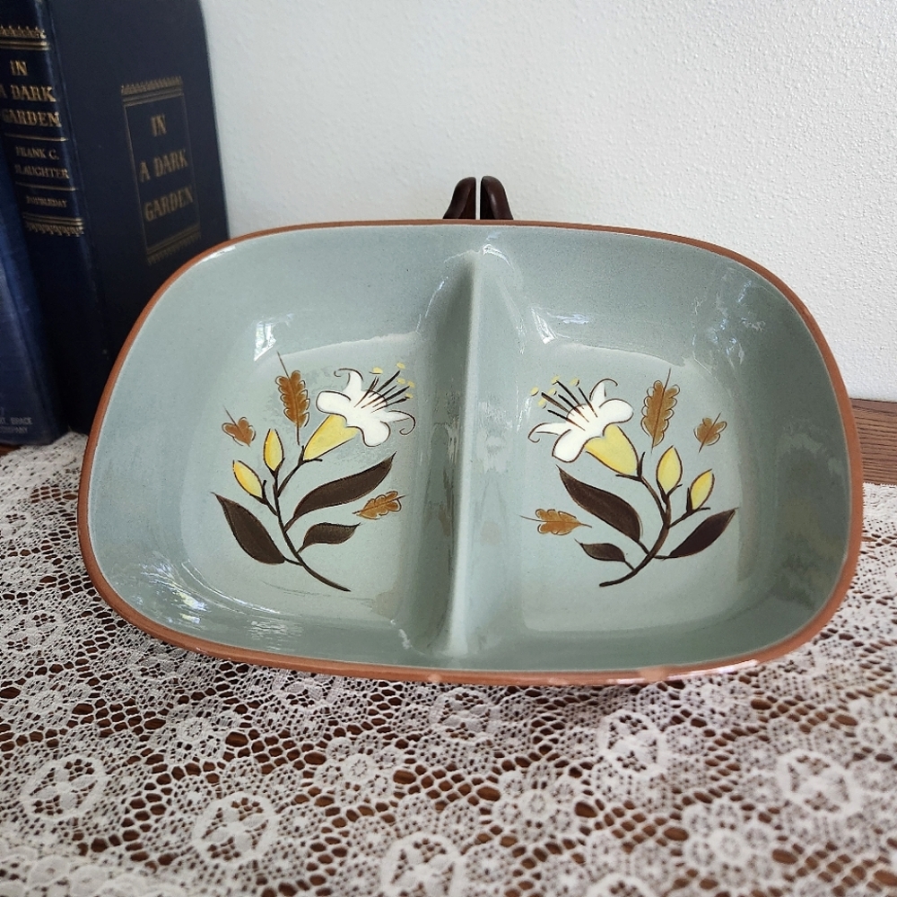 Vintage Stangl Pottery Rectagle Divided Serving Dish